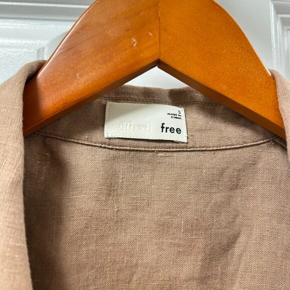 Wilfred Free Linen Button-Up Shirt Tan – S - Picture 3 of 9